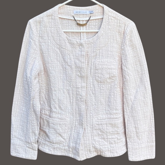 SEE BY CHLOE Textured Snap Front Blazer Size 4 - Picture 1 of 8